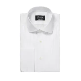 White Double Cuff Pleated Dress Shirt