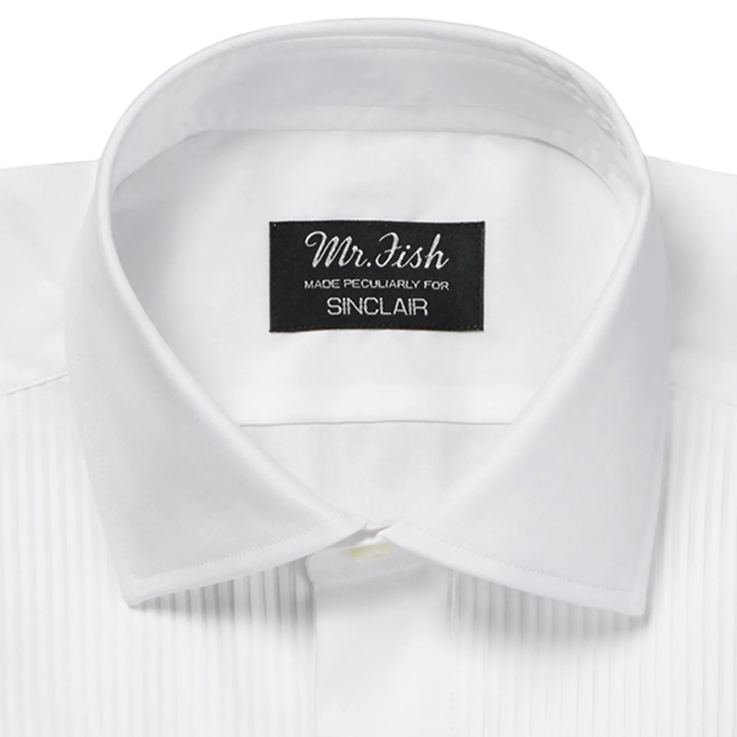 White Double Cuff Pleated Dress Shirt