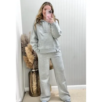 Wide Leg Sweatpants - Heather Grey