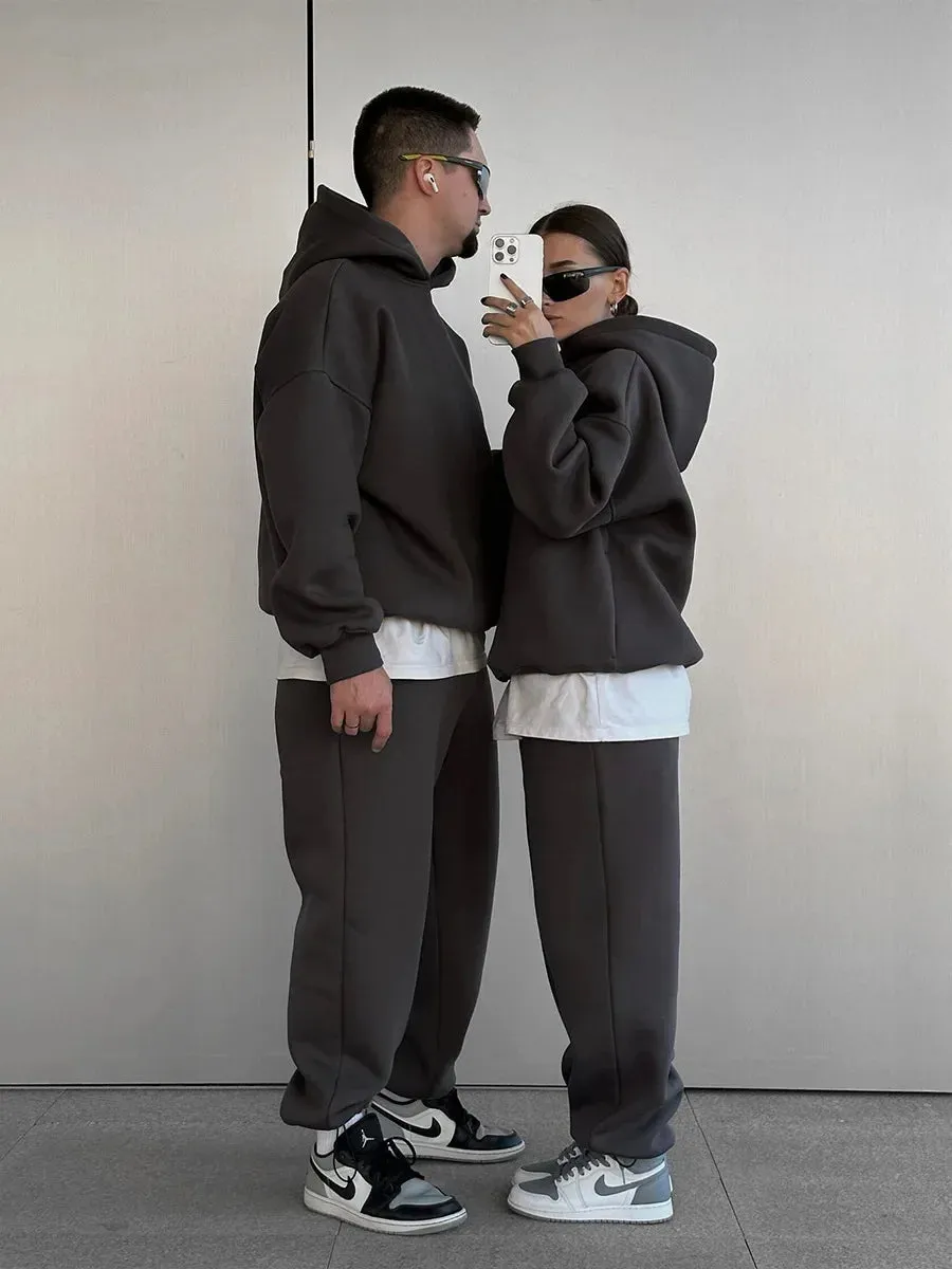 Wolfgang ladies vintage Fleece Hoodie and jogging pants 2-Piece Set thick hoodie and joggers set