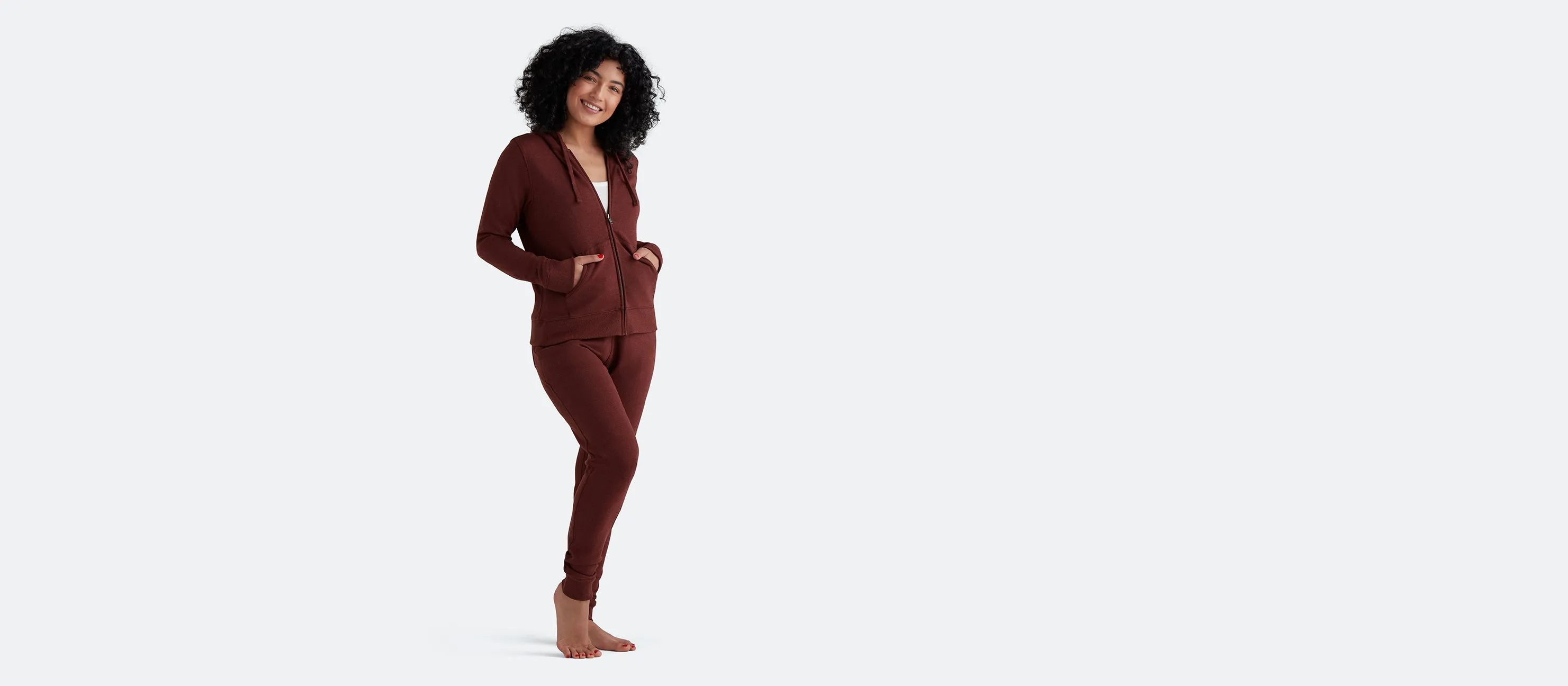 Women's French Terry Zip Hoodie | Heather Burgundy