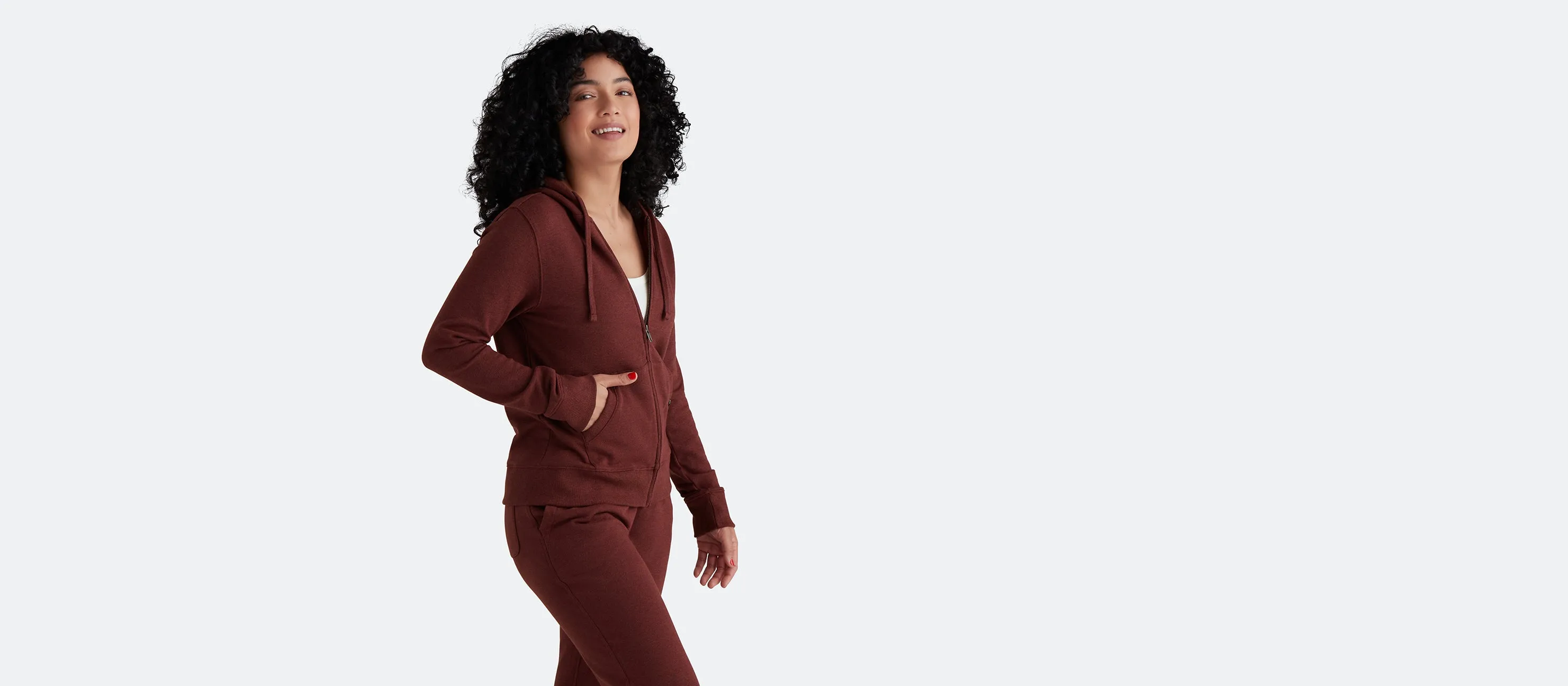 Women's French Terry Zip Hoodie | Heather Burgundy