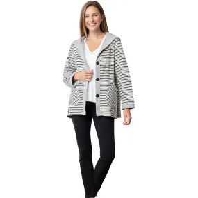 Women's Habitat Double Face Striped Beach Hoodie Black