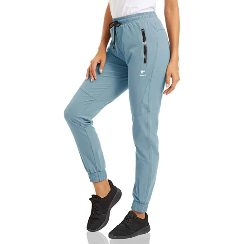 Women's Quick Dry Jogger Hiking Pants With Zipper Pockets Closed Bottom Sweatpants For Workout, Gym, Running