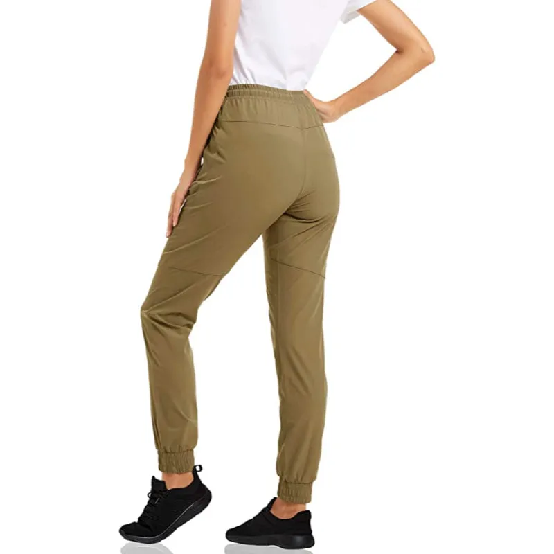 Women's Quick Dry Jogger Hiking Pants With Zipper Pockets Closed Bottom Sweatpants For Workout, Gym, Running