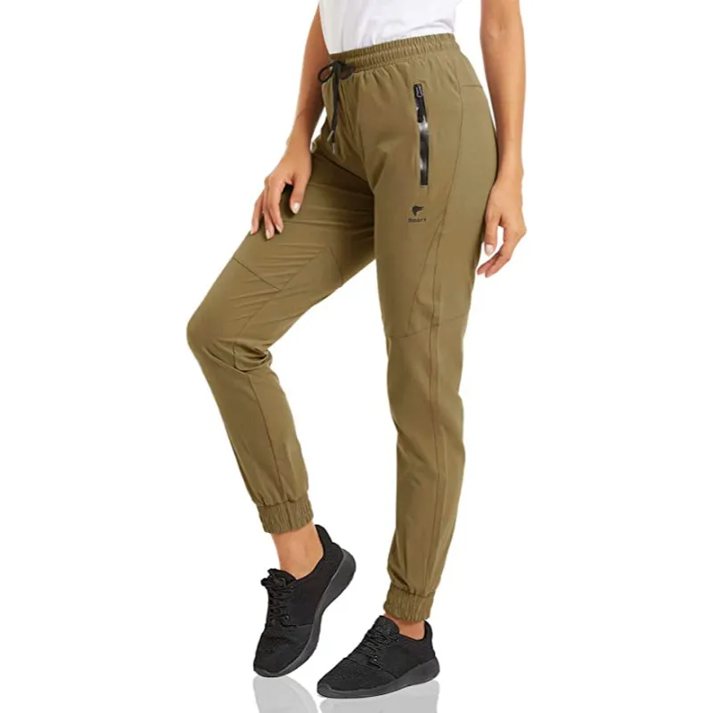 Women's Quick Dry Jogger Hiking Pants With Zipper Pockets Closed Bottom Sweatpants For Workout, Gym, Running