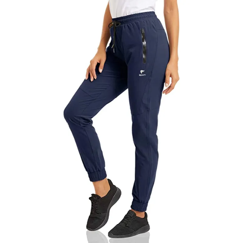 Women's Quick Dry Jogger Hiking Pants With Zipper Pockets Closed Bottom Sweatpants For Workout, Gym, Running