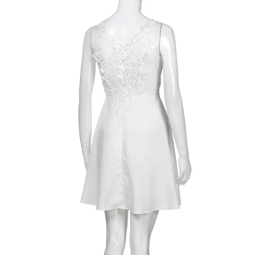 Women's Summer Casual Sleeveless A-Line Lace Mini Dress