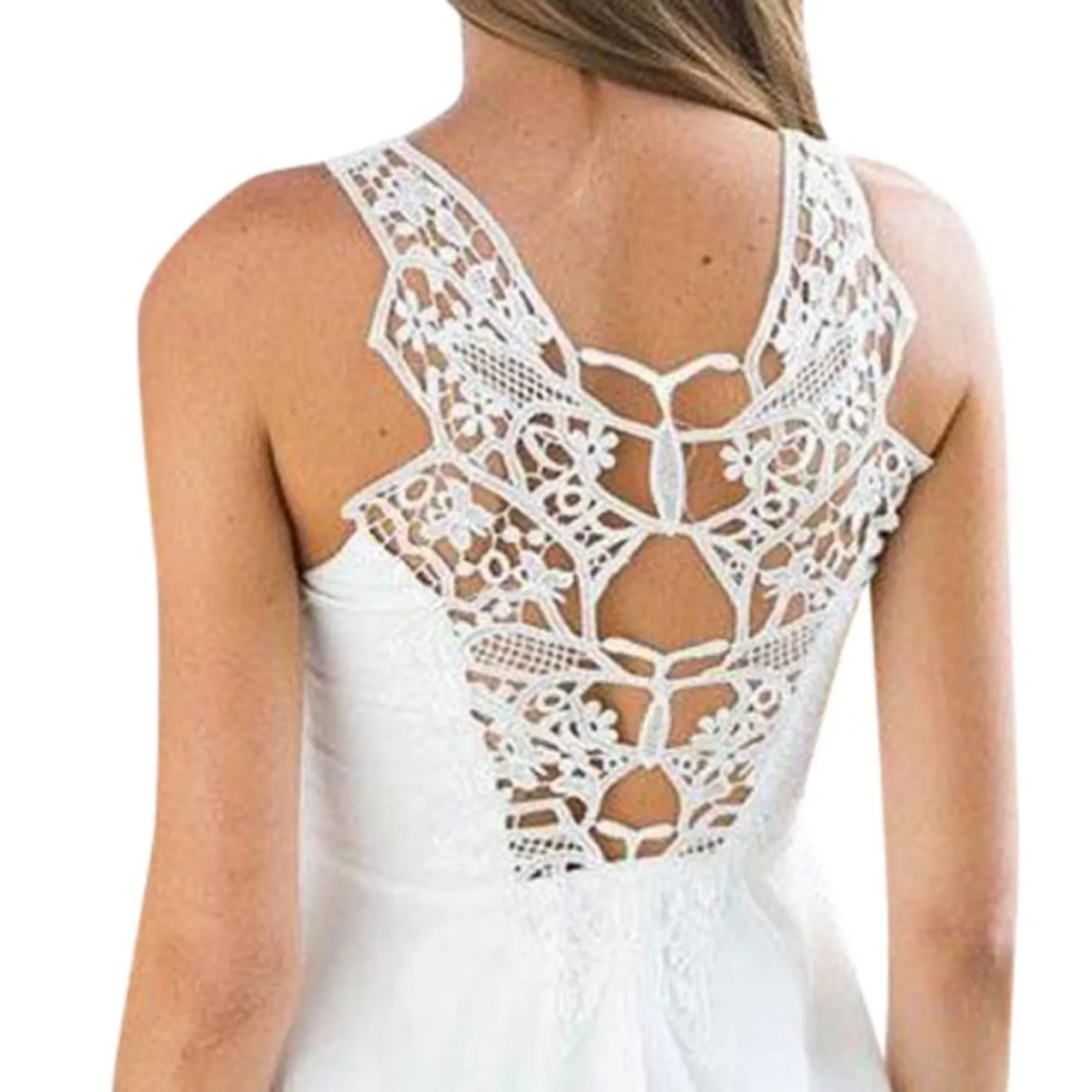Women's Summer Casual Sleeveless A-Line Lace Mini Dress