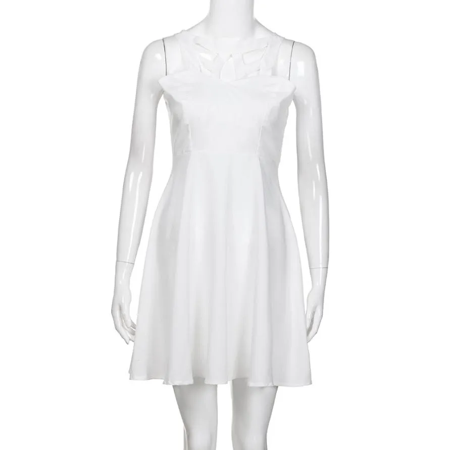 Women's Summer Casual Sleeveless A-Line Lace Mini Dress
