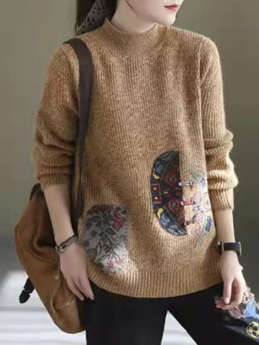 Women's Winter Core Yarn Print Sweater