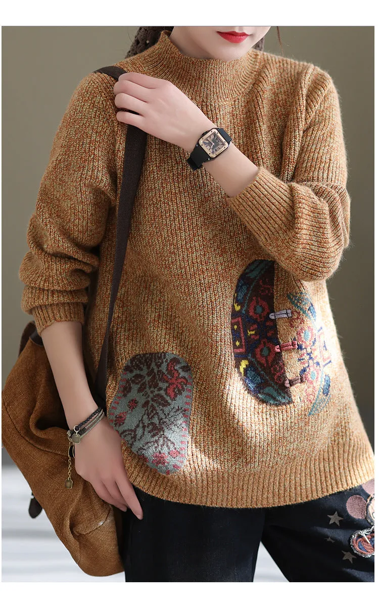 Women's Winter Core Yarn Print Sweater