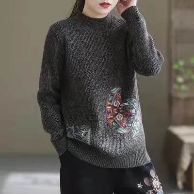 Women's Winter Core Yarn Print Sweater