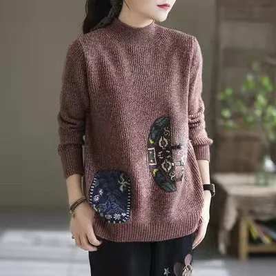 Women's Winter Core Yarn Print Sweater