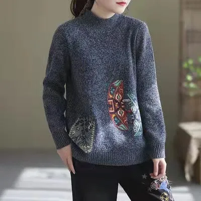 Women's Winter Core Yarn Print Sweater