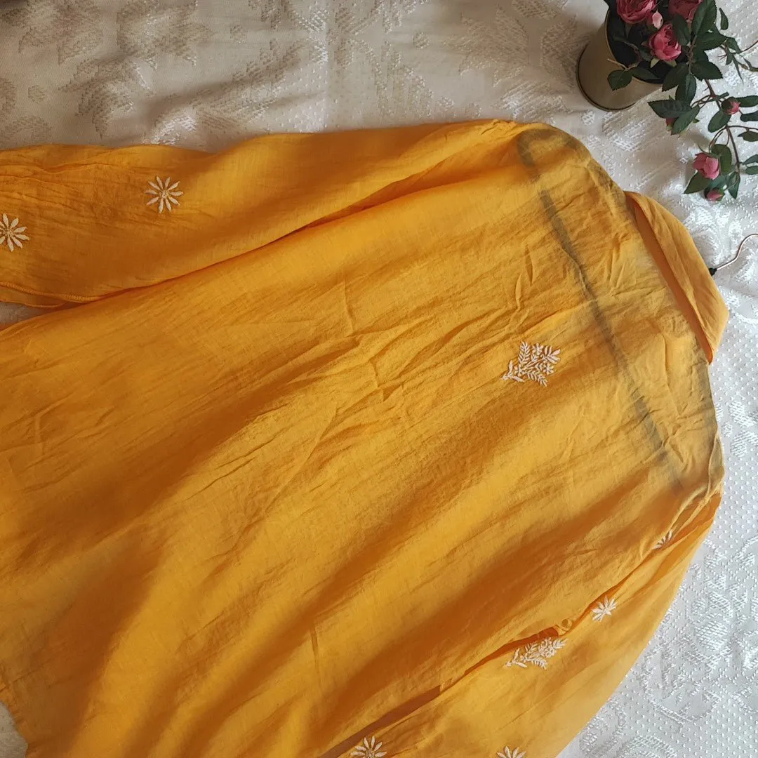 Yellow Chikankari Shirt - Semi Stitched