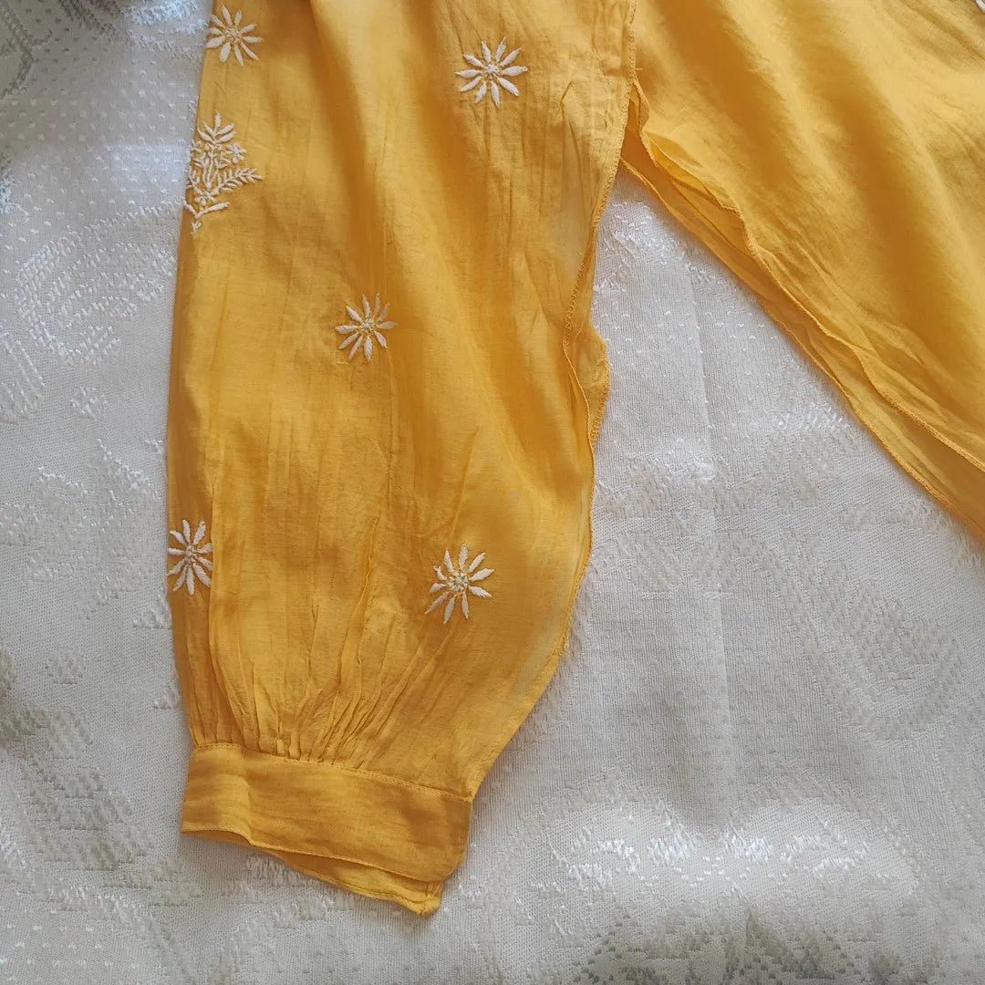 Yellow Chikankari Shirt - Semi Stitched