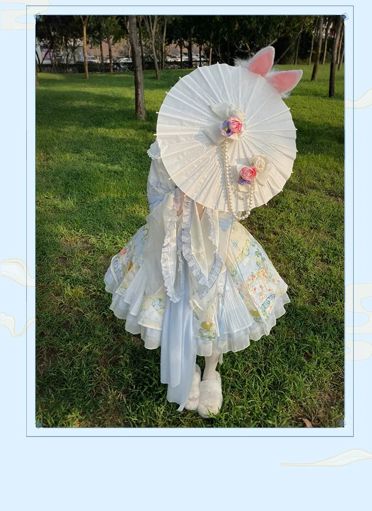 YingLuoFu~Laurel~Kawaii Han Lolita Jumper Dress Rabbit Print