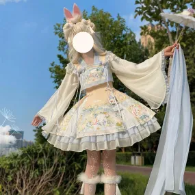 YingLuoFu~Laurel~Kawaii Han Lolita Jumper Dress Rabbit Print