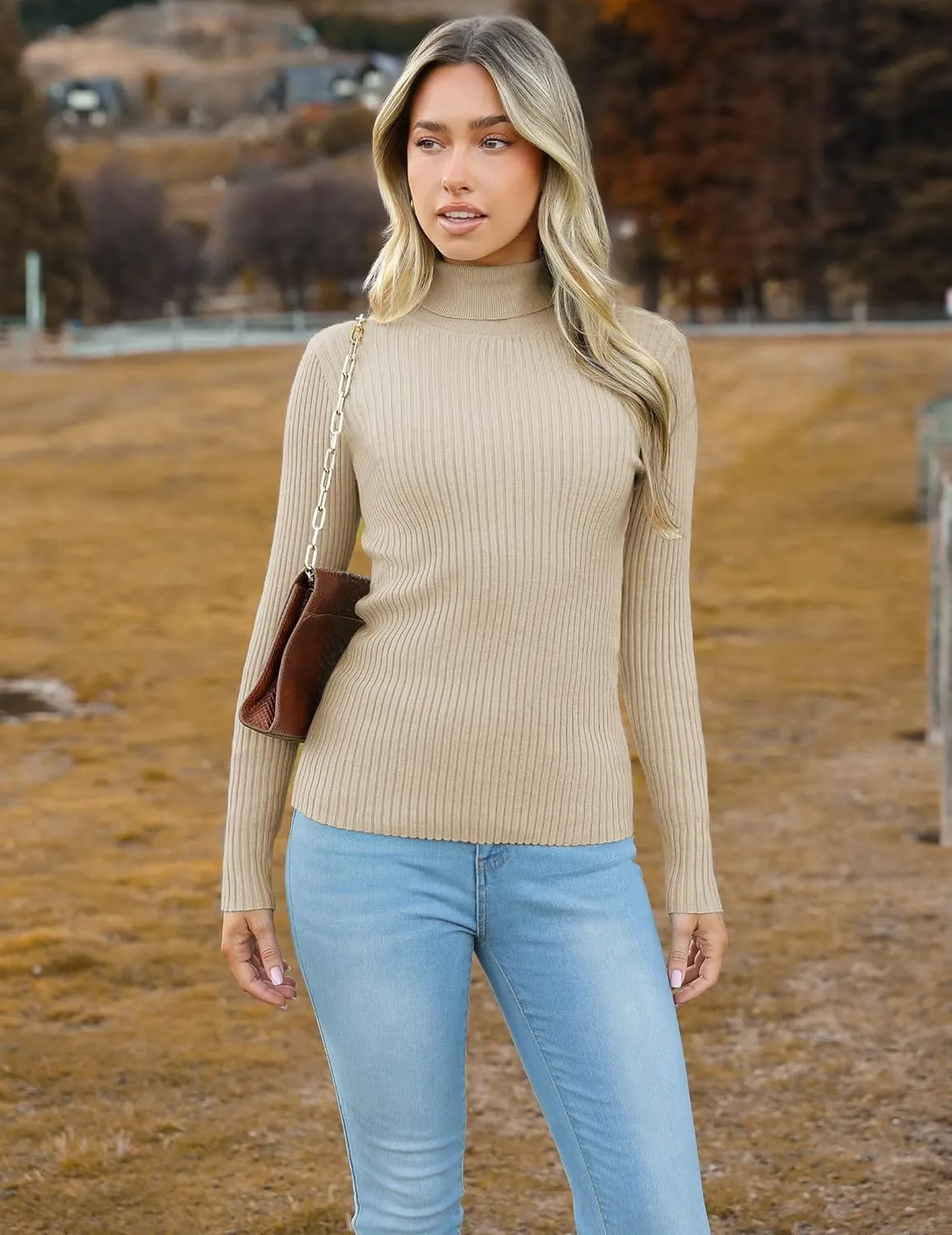 Zeagoo Women's Turtleneck Sweaters Fitted Long Sleeve Shirts