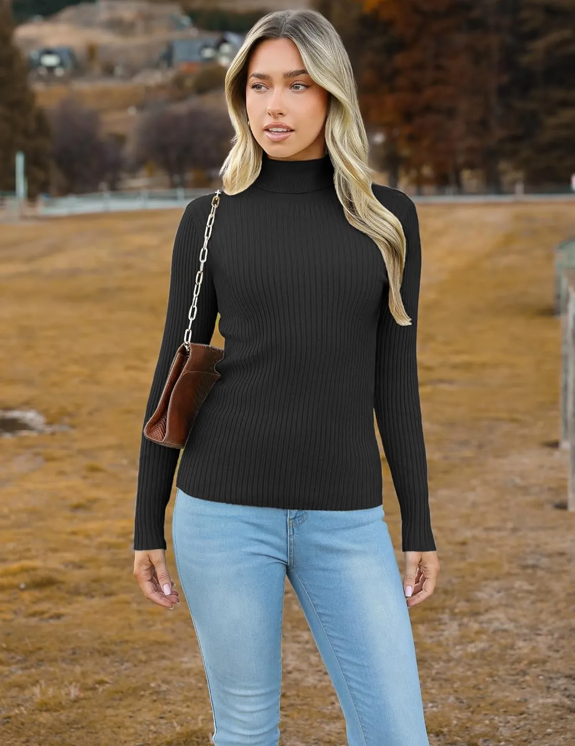 Zeagoo Women's Turtleneck Sweaters Fitted Long Sleeve Shirts