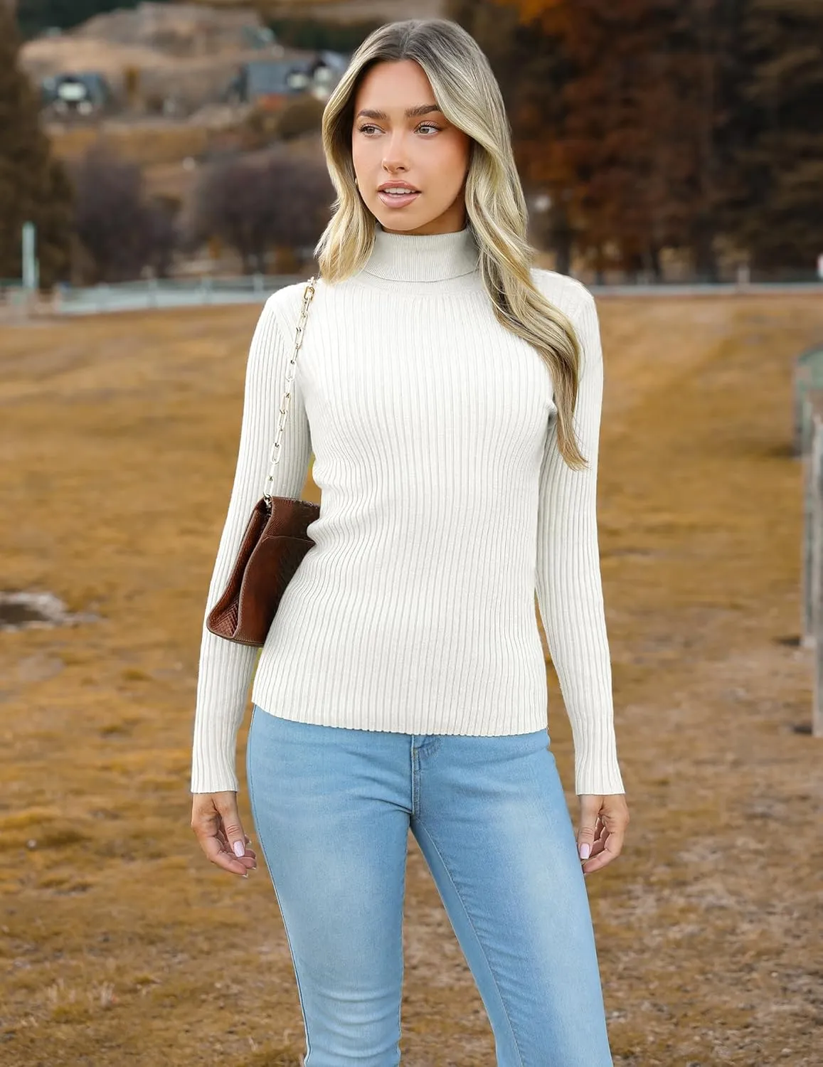 Zeagoo Women's Turtleneck Sweaters Fitted Long Sleeve Shirts