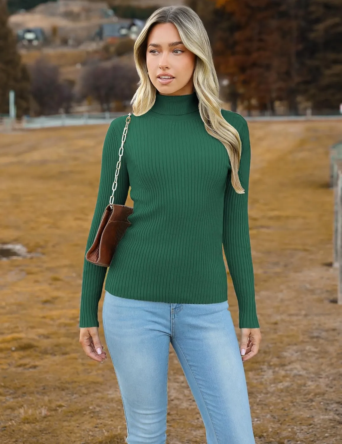 Zeagoo Women's Turtleneck Sweaters Fitted Long Sleeve Shirts