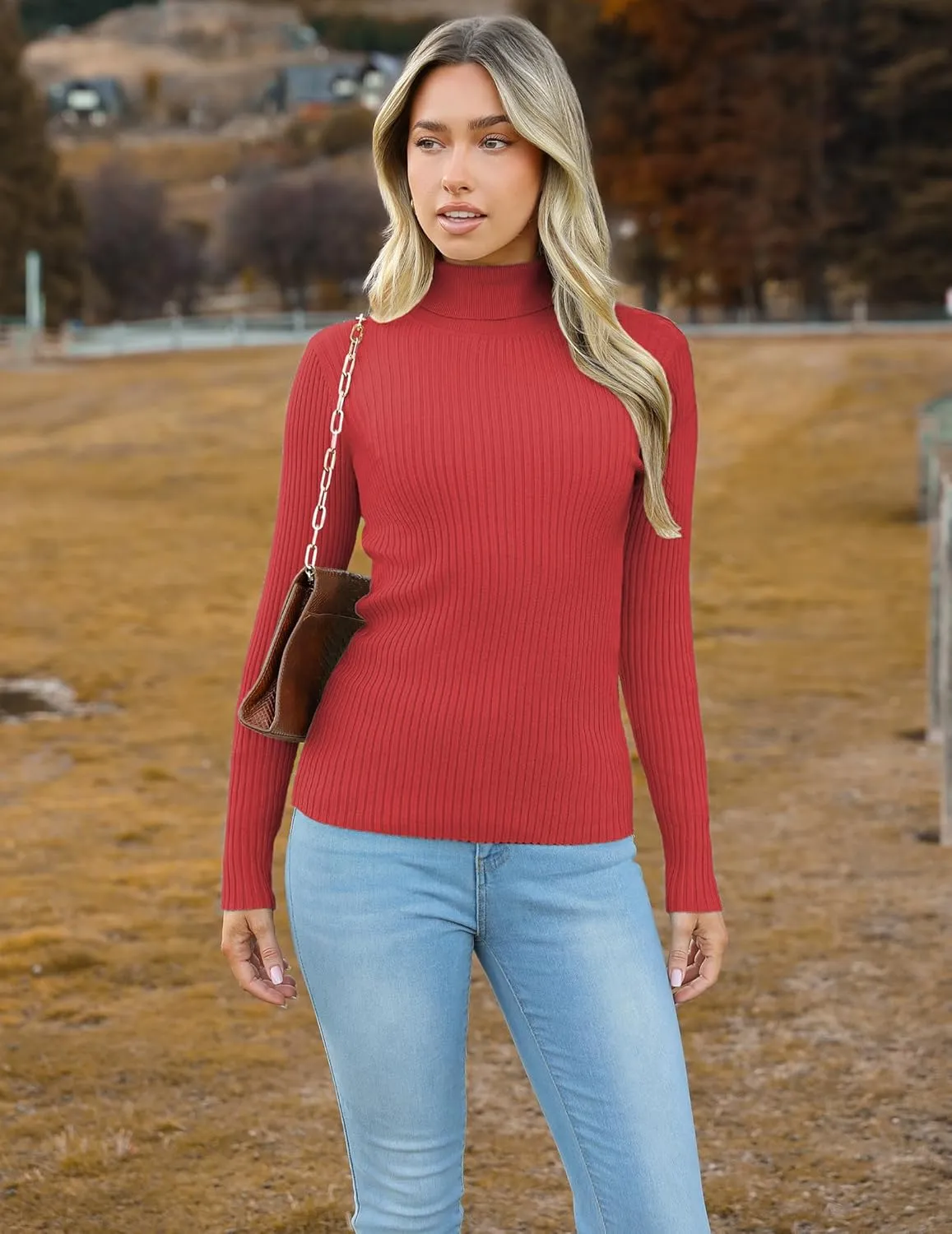 Zeagoo Women's Turtleneck Sweaters Fitted Long Sleeve Shirts