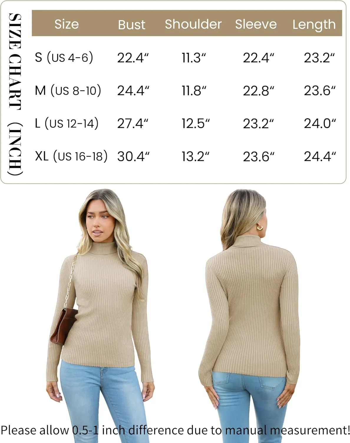 Zeagoo Women's Turtleneck Sweaters Fitted Long Sleeve Shirts
