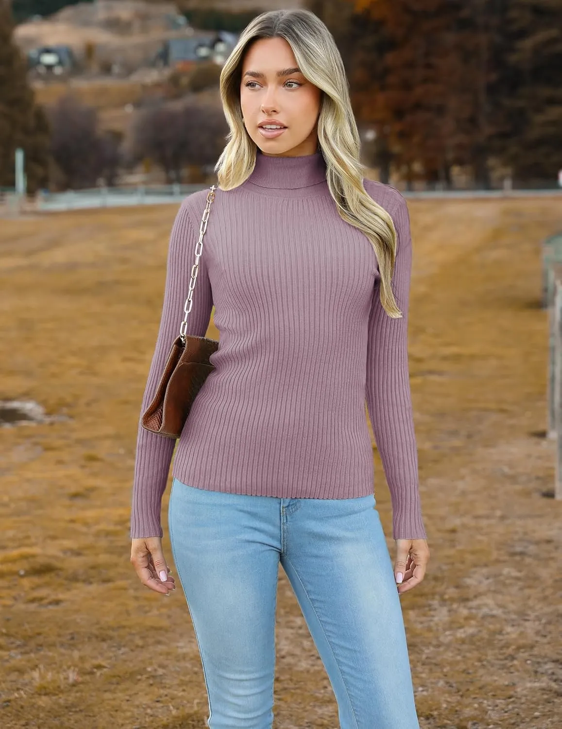 Zeagoo Women's Turtleneck Sweaters Fitted Long Sleeve Shirts