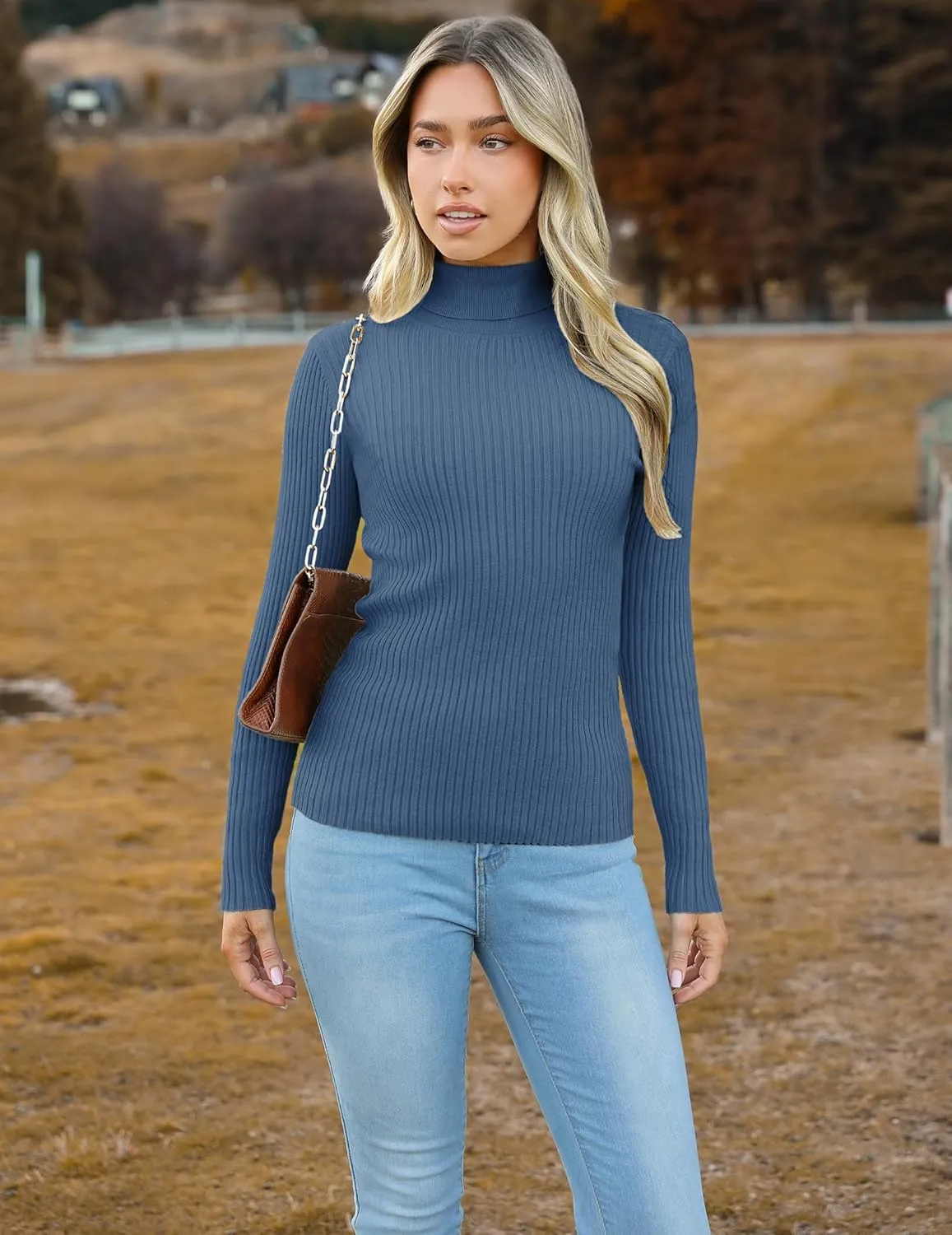 Zeagoo Women's Turtleneck Sweaters Fitted Long Sleeve Shirts
